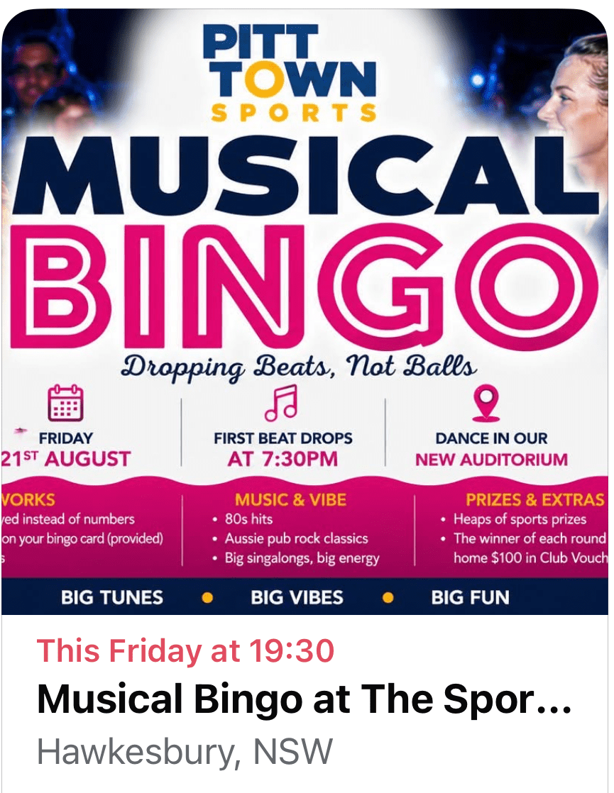 Musical Bingo Pitt Town Hall